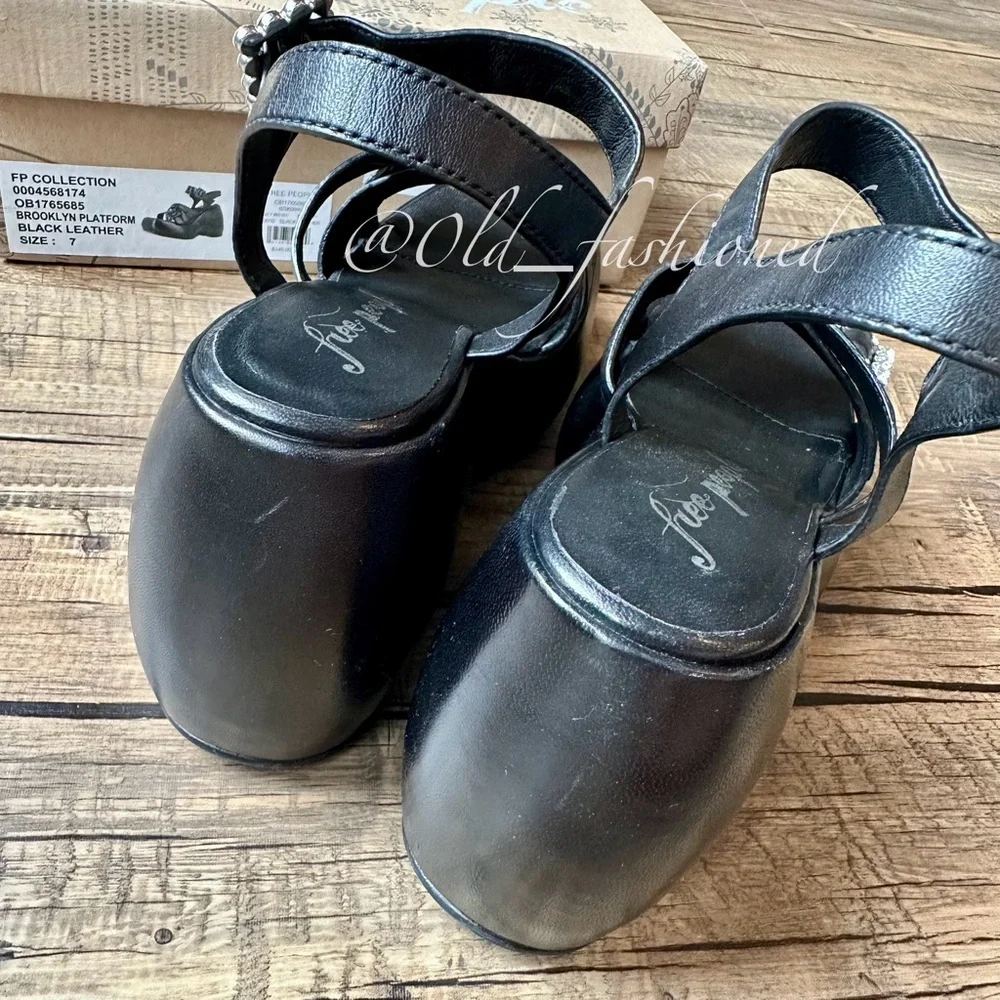 Price Firm - FREE PEOPLE Leather Platform Sandals